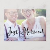 ELEGANT SCRIPT WEDD GERADE VERHEIRATETE POSTCARD ANKÜNDIGUNGSPOSTKARTE (Vorderseite)