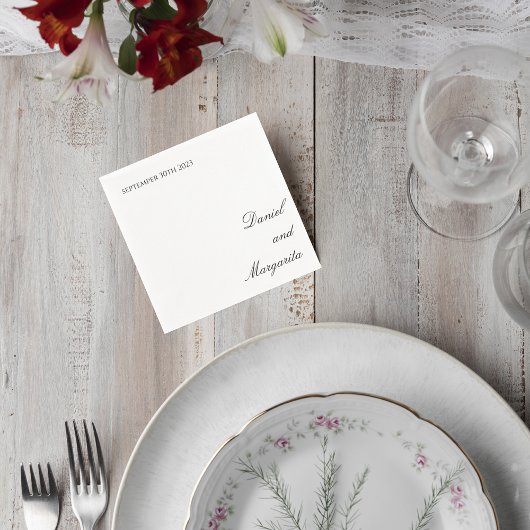 Elegant Script Wedding Cocktail Napkin Serviette