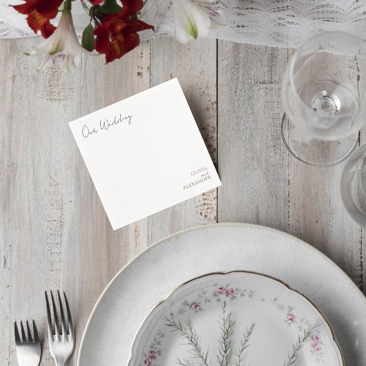 Elegant Script Wedding Cocktail Napkins Serviette