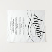Elegant Script Wedding Drinks Bar Menu Poster Wandteppich (Vorderseite (Horizontal))
