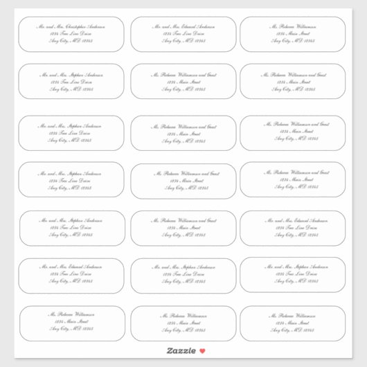 Elegant Script Wedding Envelope Address Stickers Aufkleber (Blatt)