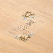 Elegant Script Wedding Gold Natural Rustic Floral Acryleinladungen (Ablage )