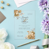 Elegant Script Wedding Gold Natural Rustic Floral Acryleinladungen (In Situ (Hochzeit))