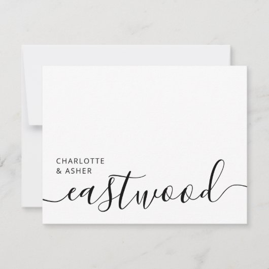 Elegant Script Wedding Monogram Note Card Mitteilungskarte (Vorderseite)
