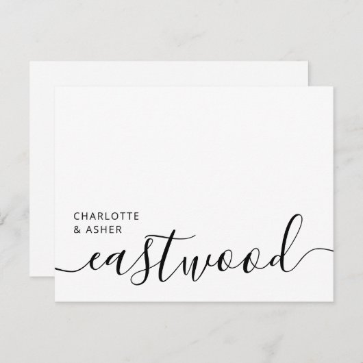 Elegant Script Wedding Monogram Note Card Mitteilungskarte (Vorne/Hinten)
