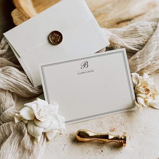 Elegant Script Wedding Monogram Stationery Cards Einladung