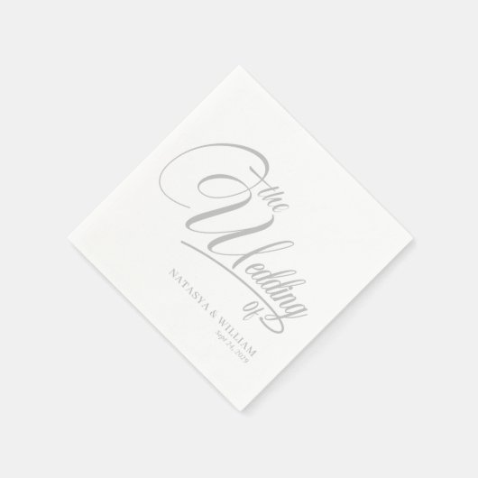 Elegant Script Wedding Napkins with Names Serviette (Ecke)