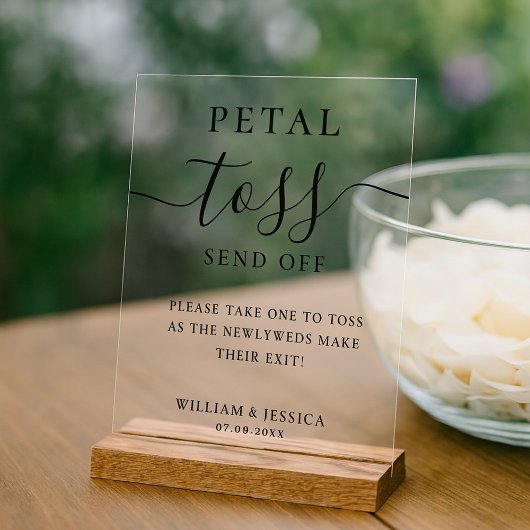 Elegant Script Wedding Petal Toss Acrylschild