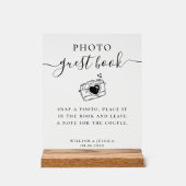 Elegant Script Wedding Photo Guest Book Acrylschild (Vorderseite)