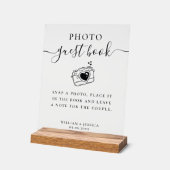 Elegant Script Wedding Photo Guest Book Acrylschild (Winkel)