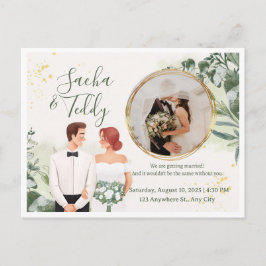 Elegant Script Wedding Photo Save the Date  Ankündigungspostkarte