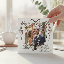 Elegant Script Wedding Photo Thank You Dankeskarte