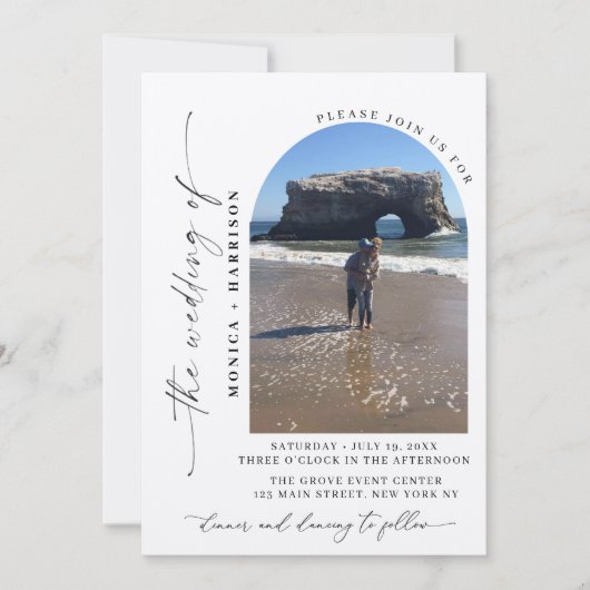 Elegant Script Wedding QR Code Invitation Einladung (Vorderseite)