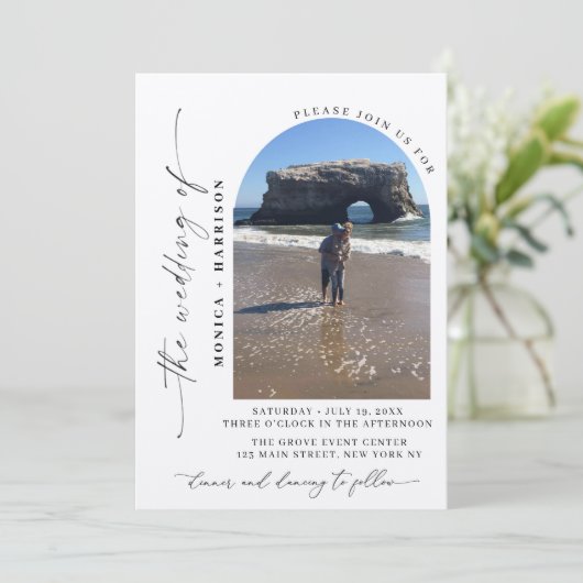 Elegant Script Wedding QR Code Invitation Einladung (Stehend Vorderseite)