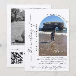 Elegant Script Wedding QR Code Invitation Einladung