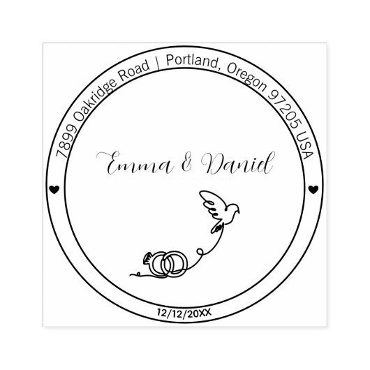 Elegant Script Wedding Return Address Stamp Gummistempel (Prägung)