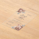 Elegant Script Wedding Rose Gold Rustic Floral  Acryleinladungen (Ablage )