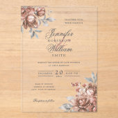 Elegant Script Wedding Rose Gold Rustic Floral  Acryleinladungen (Vorderseite)