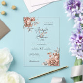 Elegant Script Wedding Rose Gold Rustic Floral  Acryleinladungen (In Situ (Hochzeit))