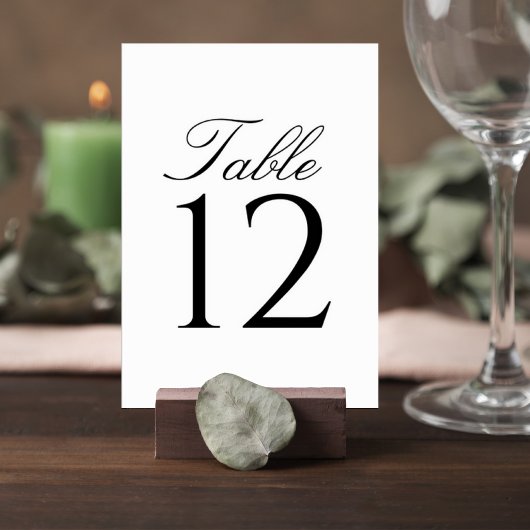 Elegant Script Wedding Table Number Card Tischnummer