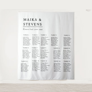 Elegant Script Wedding Table Seating Chart Foam Wandteppich