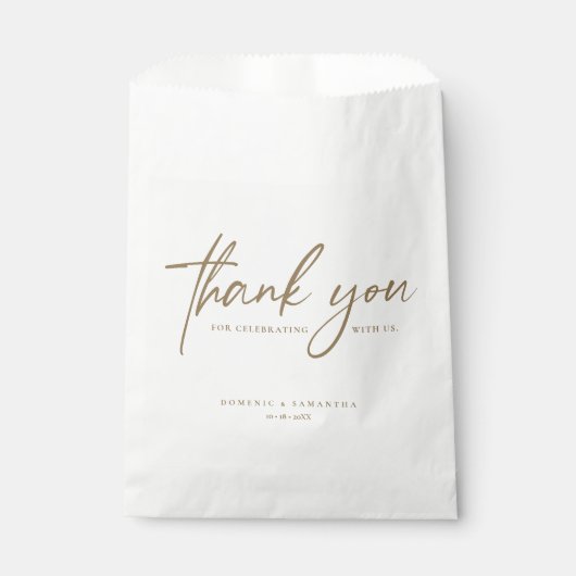 Elegant Script Wedding Thank You Custom Minimalist Geschenktütchen (Vorderseite)