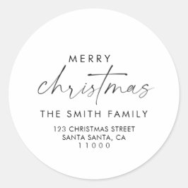 Elegant Script Weihnachts-Rücksendeadresse-Umschla Runder Aufkleber
