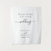 Elegant Script Welcome To Our Wedding Fabric Sign Wandteppich (Vorderseite)
