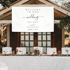 Elegant Script Welcome Wedding Hanging Sign  Banner