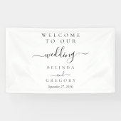 Elegant Script Welcome Wedding Hanging Sign Banner (Horizontal)