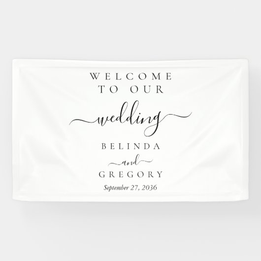 Elegant Script Welcome Wedding Hanging Sign Banner (Horizontal)