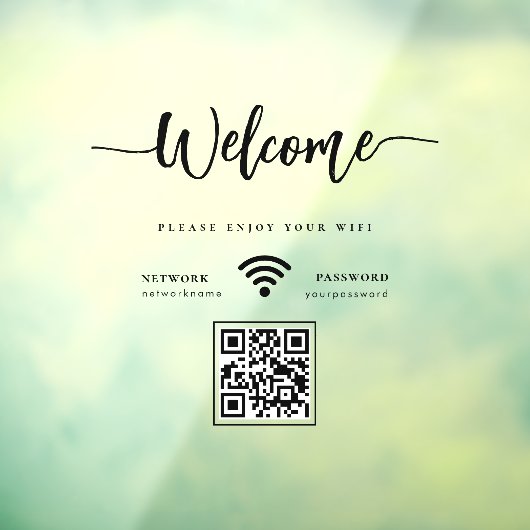 Elegant Script Welcome WIFI Scannable QR Code Fensteraufkleber (Blatt 3)