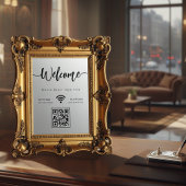 Elegant Script Welcome WIFI Scannable QR Code Fensteraufkleber