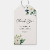 Elegant Script White Flowers Botanical Wedding Geschenkanhänger (Vorderseite)