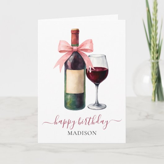 Elegant Script Wine Lovers Custom Birthday Karte (Vorderseite)