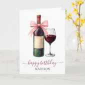 Elegant Script Wine Lovers Custom Birthday Karte (Gelbe Blume)