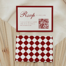 Elegant Script Wine Red QR Code Graduation Party