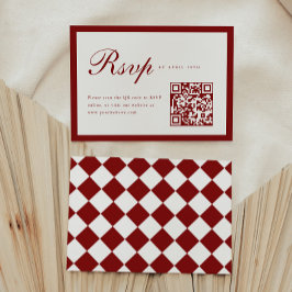 Elegant Script Wine Red QR Code Graduation Party RSVP Karte