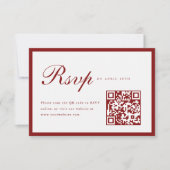 Elegant Script Wine Red QR Code Graduation Party RSVP Karte (Vorderseite)