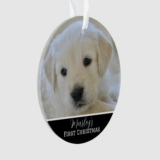 Elegant Scripted Pet's First Christmas Ornament (Vorderseite)