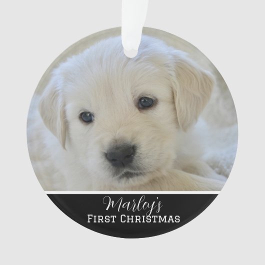 Elegant Scripted Pet's First Christmas Ornament (Vorderseite)