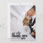 Elegant Scripted Wedding Thank You Card W Note Dankeskarte (Vorderseite)