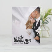 Elegant Scripted Wedding Thank You Card W Note Dankeskarte (Stehend Vorderseite)