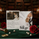 Elegant Scripted Wedding Thank You Card W Note Dankeskarte