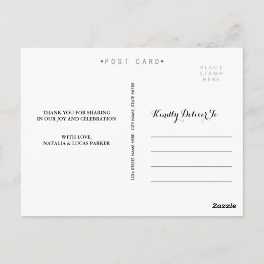 Elegant Scripted Wedding Vielen Dank Postcard Postkarte (Rückseite)