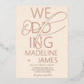 ELEGANT Scripting Rustic Tan Wedding Folieneinladung (Vorderseite)