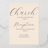 ELEGANT Scripting Rustic Tan Wedding Folieneinladung (Rückseite)