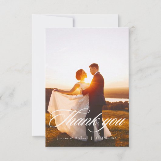 Elegant Scripting Wedding Dankeschön Karte W Note (Vorderseite)