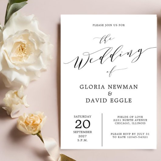 Elegant Scripture Calligraphy Wedding Einladung