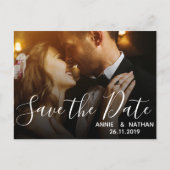 Elegant Scrit Wedding Foto Save the Date Postkarte (Vorderseite)